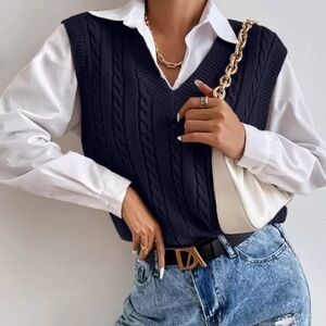 Navy Cable Knit Vest